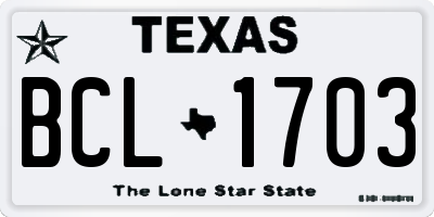 TX license plate BCL1703