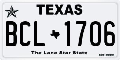 TX license plate BCL1706