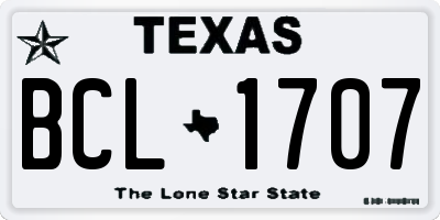 TX license plate BCL1707