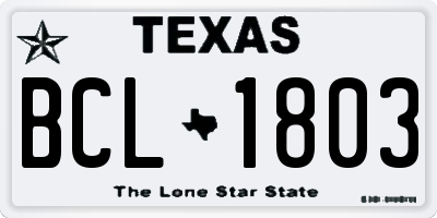 TX license plate BCL1803
