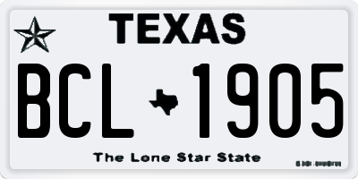 TX license plate BCL1905
