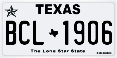 TX license plate BCL1906