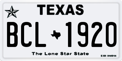 TX license plate BCL1920