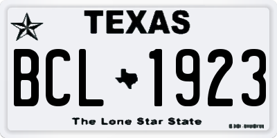 TX license plate BCL1923