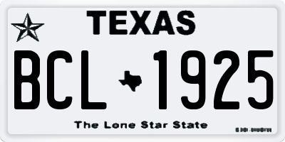 TX license plate BCL1925