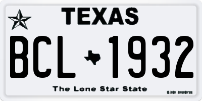 TX license plate BCL1932