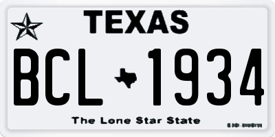 TX license plate BCL1934