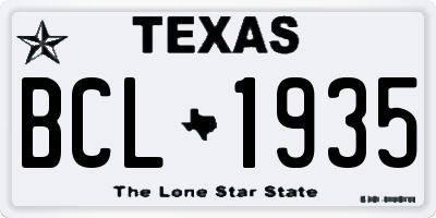 TX license plate BCL1935