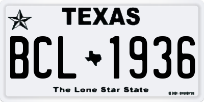 TX license plate BCL1936