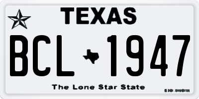 TX license plate BCL1947