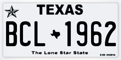 TX license plate BCL1962