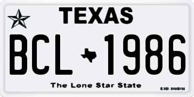 TX license plate BCL1986