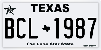 TX license plate BCL1987