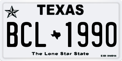 TX license plate BCL1990