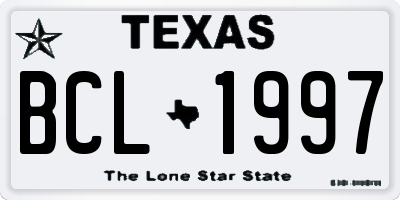 TX license plate BCL1997