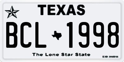 TX license plate BCL1998