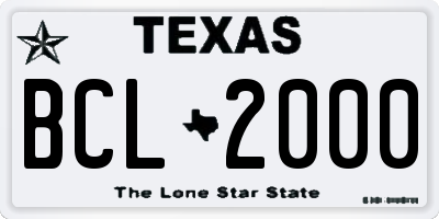 TX license plate BCL2000