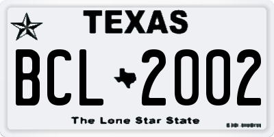 TX license plate BCL2002