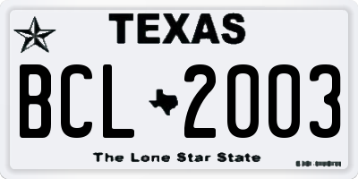 TX license plate BCL2003