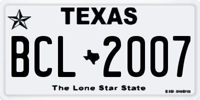 TX license plate BCL2007