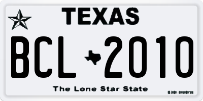 TX license plate BCL2010