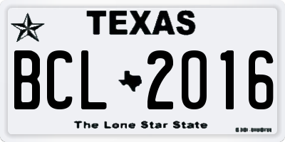 TX license plate BCL2016