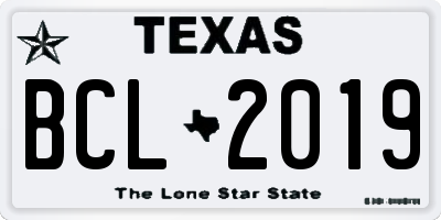 TX license plate BCL2019