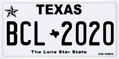 TX license plate BCL2020