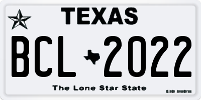 TX license plate BCL2022