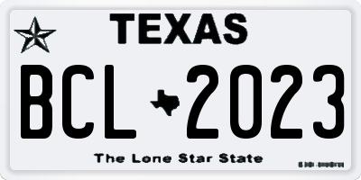 TX license plate BCL2023
