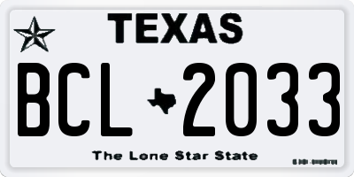 TX license plate BCL2033