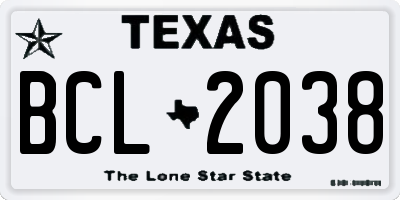 TX license plate BCL2038
