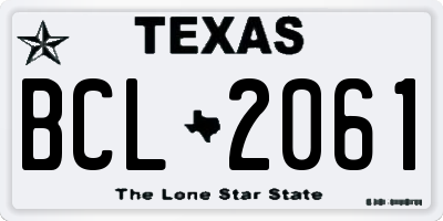 TX license plate BCL2061