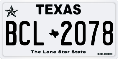 TX license plate BCL2078
