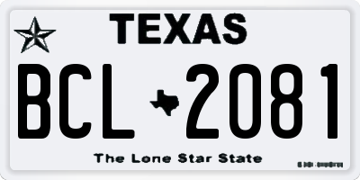 TX license plate BCL2081