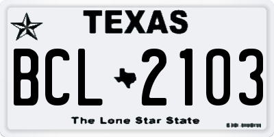 TX license plate BCL2103