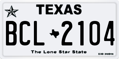 TX license plate BCL2104