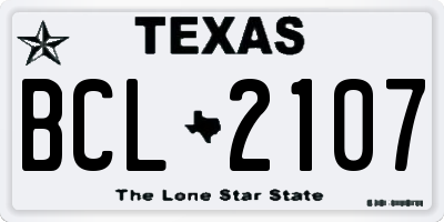 TX license plate BCL2107