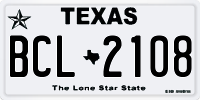 TX license plate BCL2108