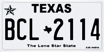 TX license plate BCL2114