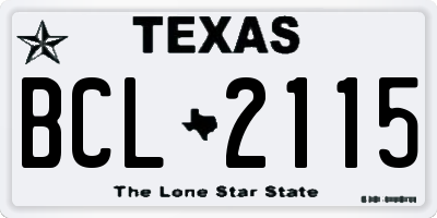 TX license plate BCL2115