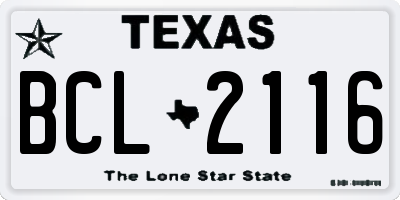 TX license plate BCL2116