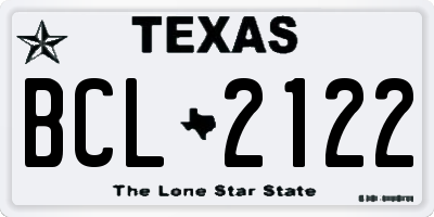 TX license plate BCL2122