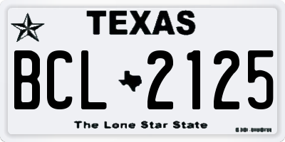 TX license plate BCL2125