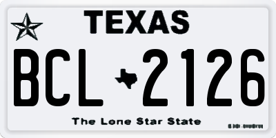 TX license plate BCL2126