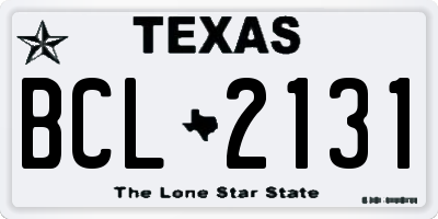 TX license plate BCL2131