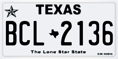 TX license plate BCL2136