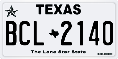 TX license plate BCL2140