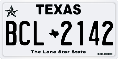 TX license plate BCL2142