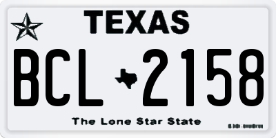 TX license plate BCL2158